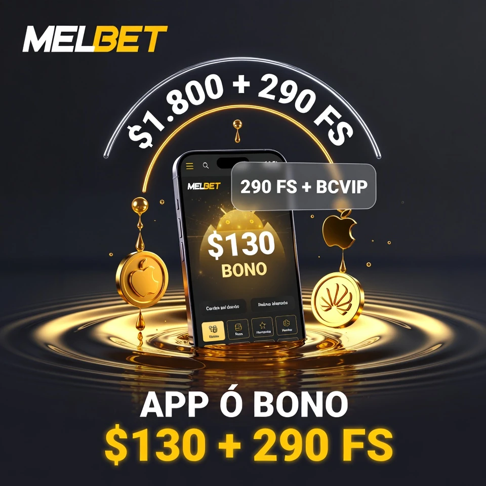 Melbet app smartphone portal líquido dorado emergiendo ondas fondo oscuro