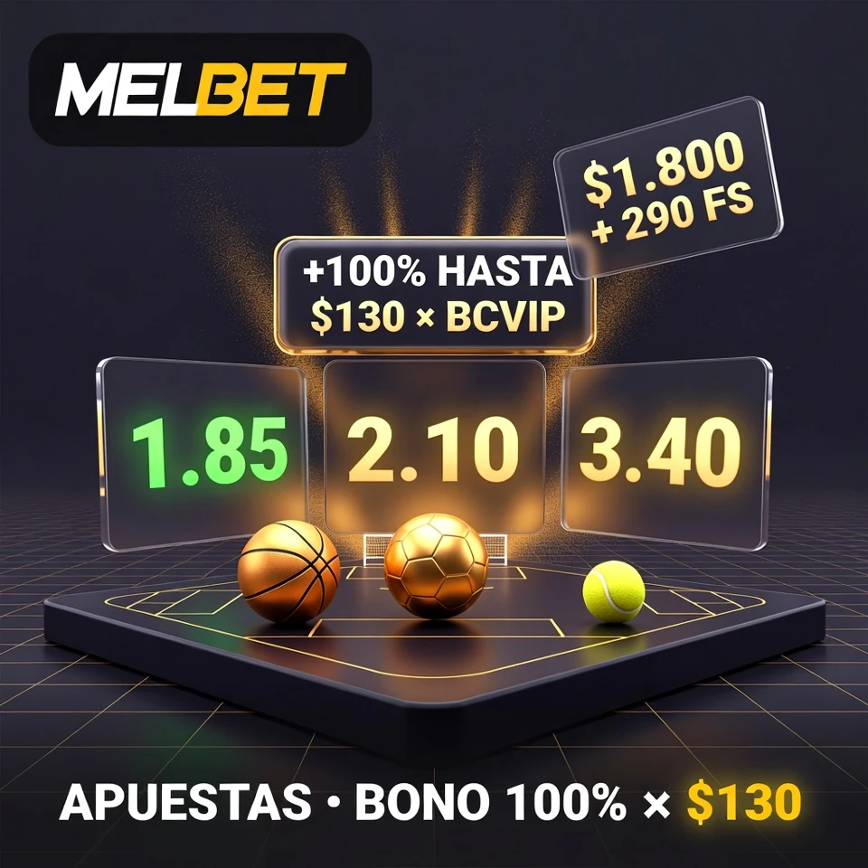 Melbet apuestas arena holográfica paneles cuotas flotantes balones fondo oscuro