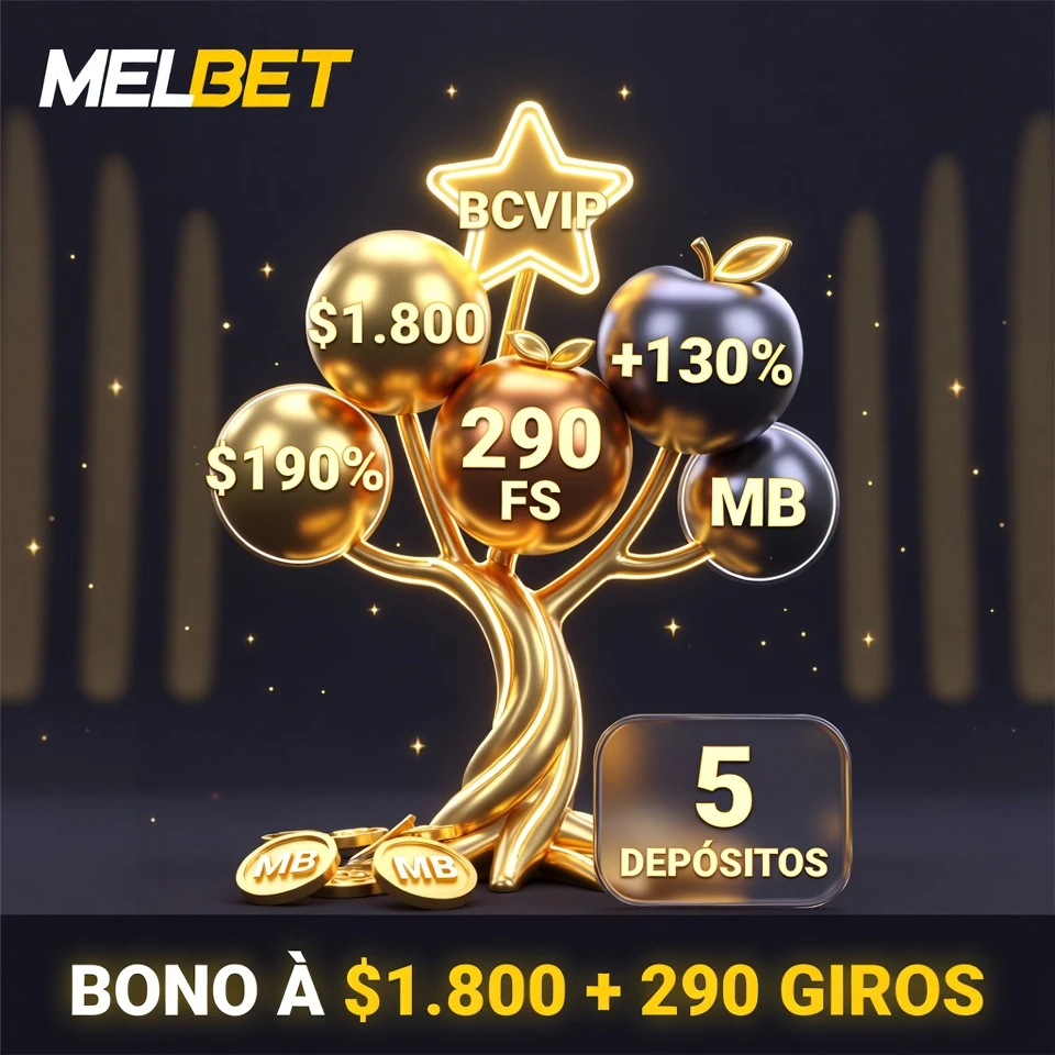 Melbet bono árbol dorado frutos bonus creciendo ramas luminosas fondo oscuro