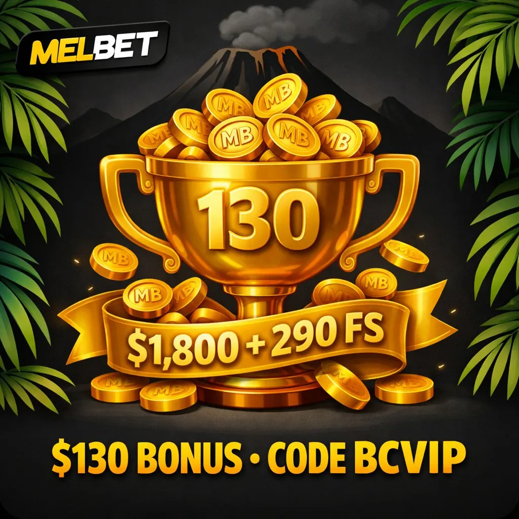 Melbet welcome bonus holographic sphere orbiting coins trophy dark background