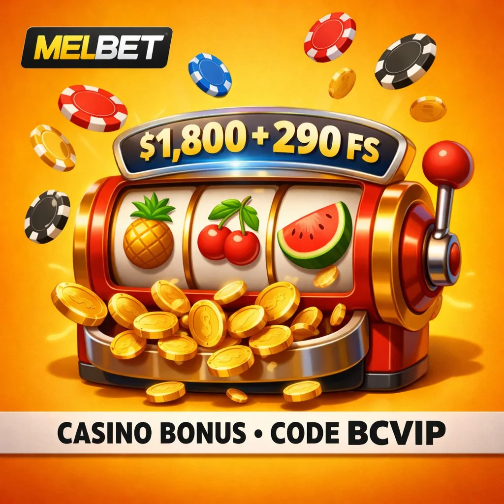 Melbet casino floating carousel slot machines chips helix golden background