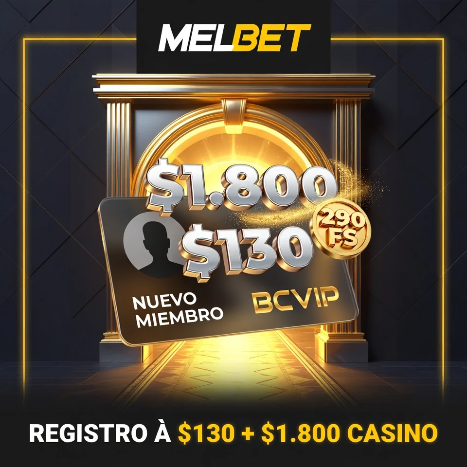 Melbet registro arco dorado bienvenida alfombra luminosa tarjeta acceso fondo oscuro