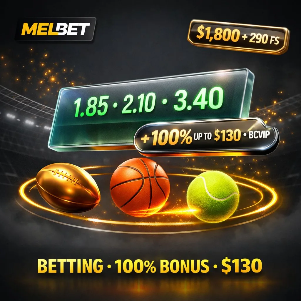 Melbet betting live odds ticker holographic stadium floating dark background